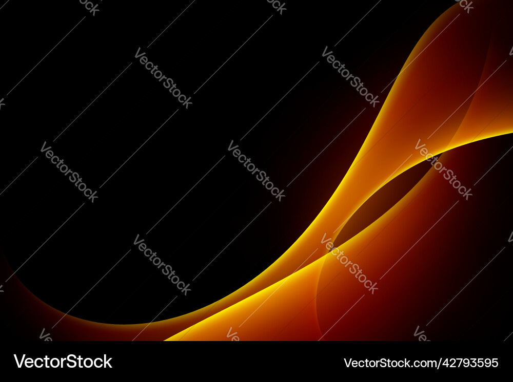 Gold curve abstract pattern on dark background vector image