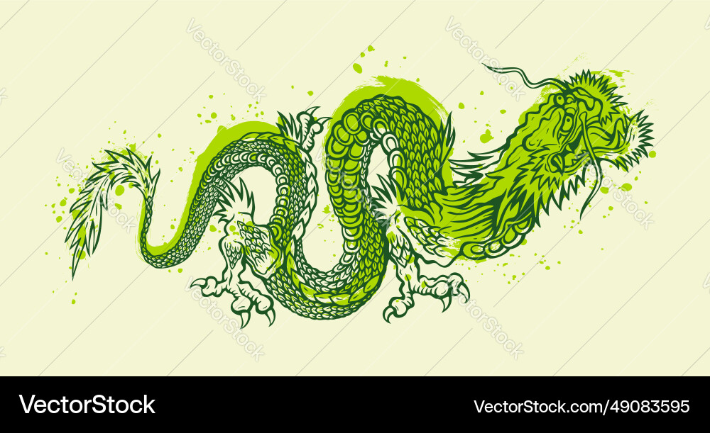 Green chinese dragon tattoo 2024 Green chinese dragon tattoo 2024 vector image