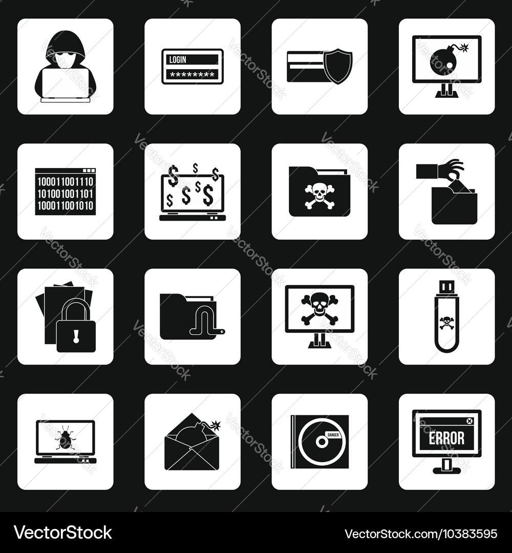 Hacking icons set simple style vector image