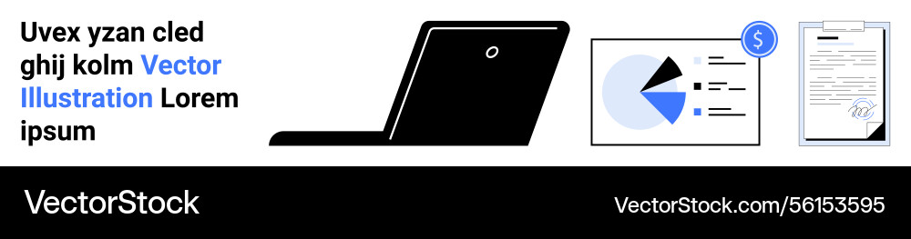 Laptop with data analytics charts and signed Laptop with data analytics charts and signed vector image