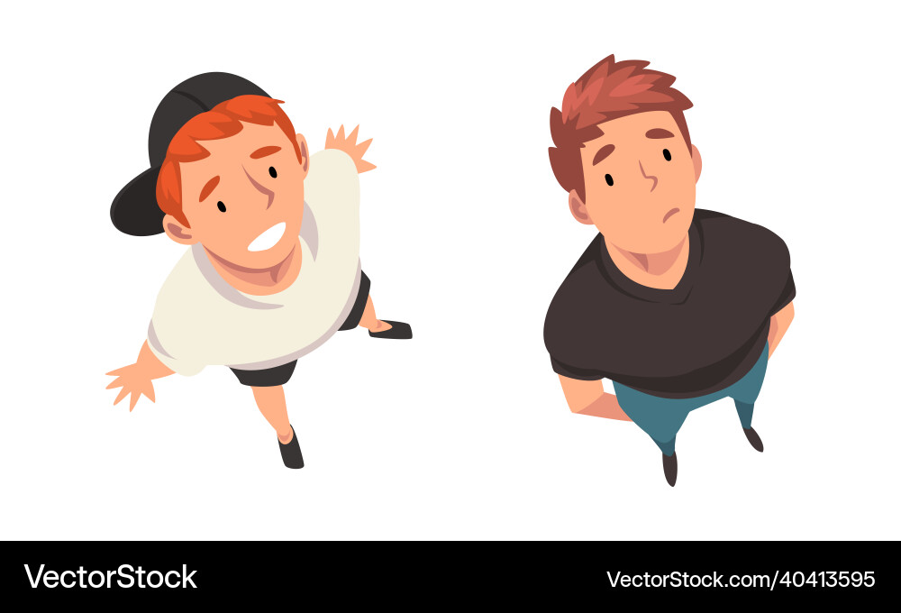 Man character looking up view from above Man character looking up view from above Vector Image