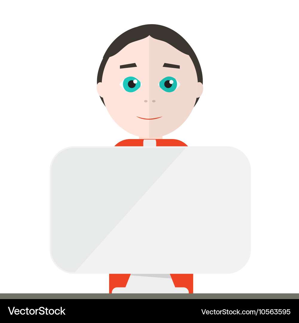 Man with computer businessman or presenter Vector Image
