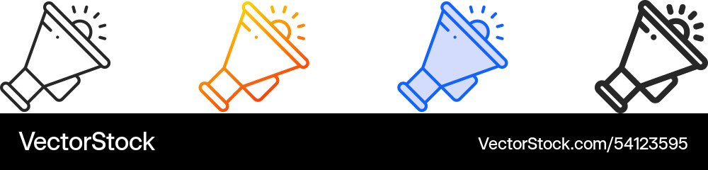 Megaphone iconthin linear gradient blue stroke Megaphone iconthin linear gradient blue stroke Vector Image