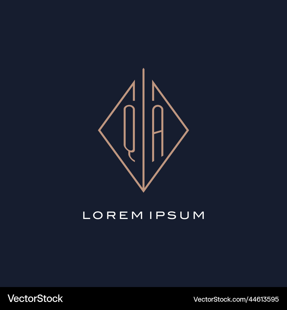Monogram qa logo with diamond rhombus style Monogram qa logo with diamond rhombus style Vector Image