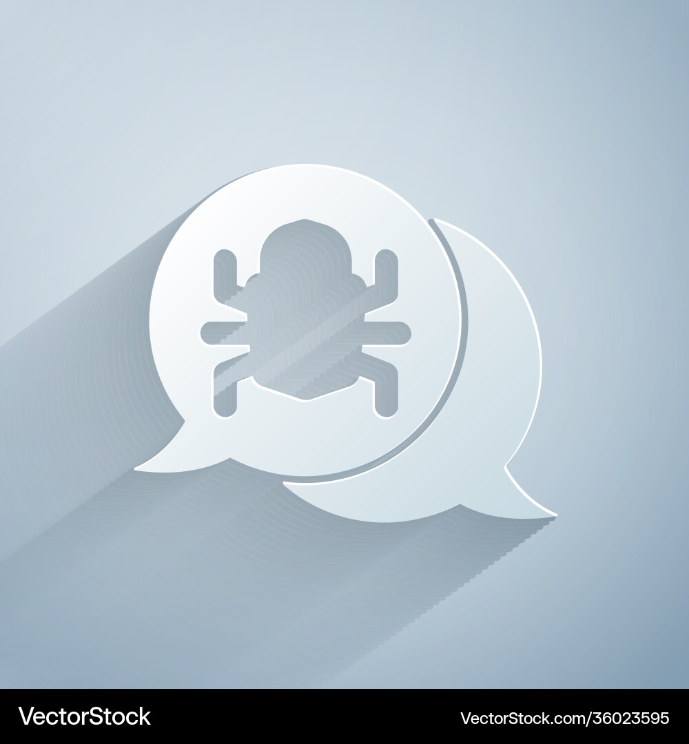 Paper cut system bug concept icon isolated on grey Paper cut system bug concept icon isolated on grey vector image
