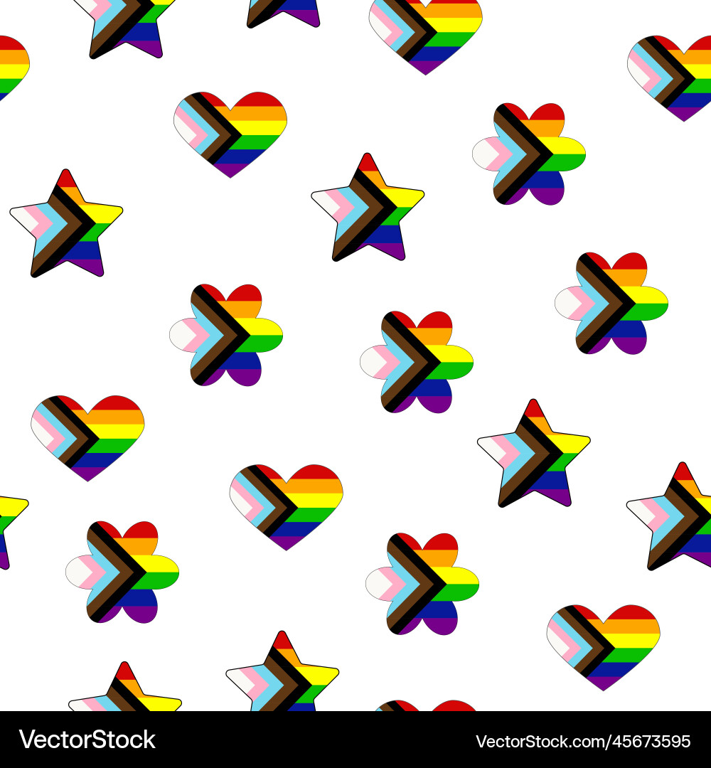 Seamless pattern with new lgbt flag hearts text Seamless pattern with new lgbt flag hearts text vector image