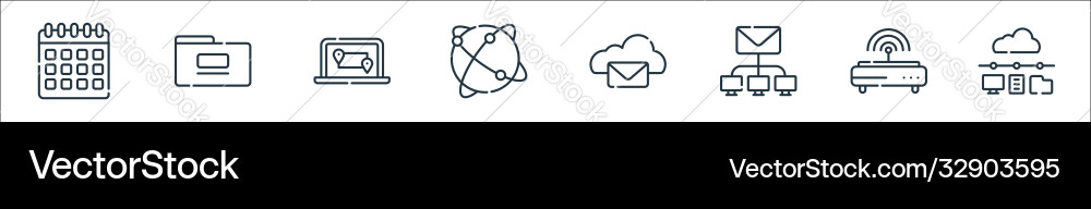Telecommuting line icons linear set quality Telecommuting line icons linear set quality vector image