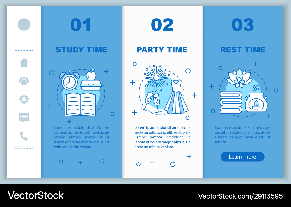 Time management onboarding mobile web pages vector image