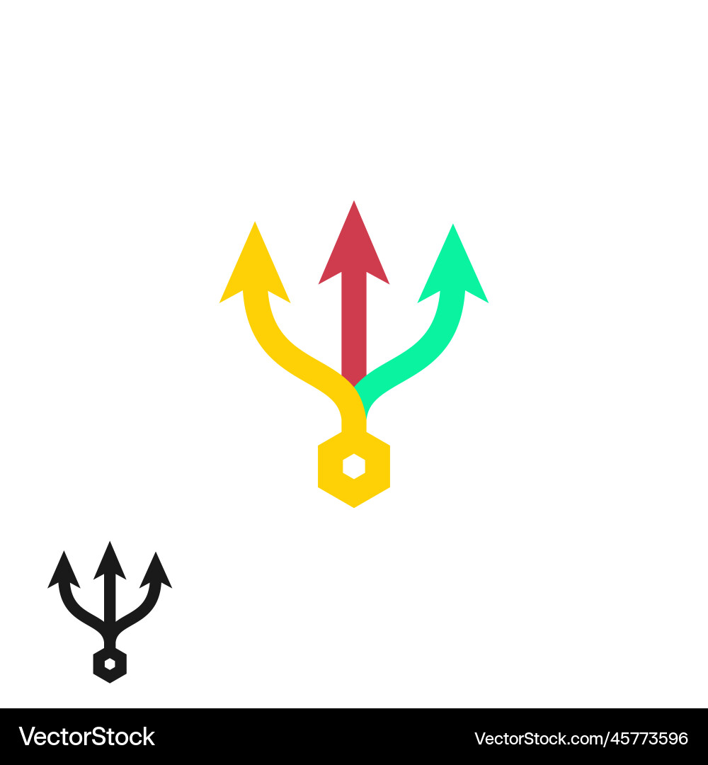Basic rgbthree way direction arrows simple color Basic rgbthree way direction arrows simple color vector image