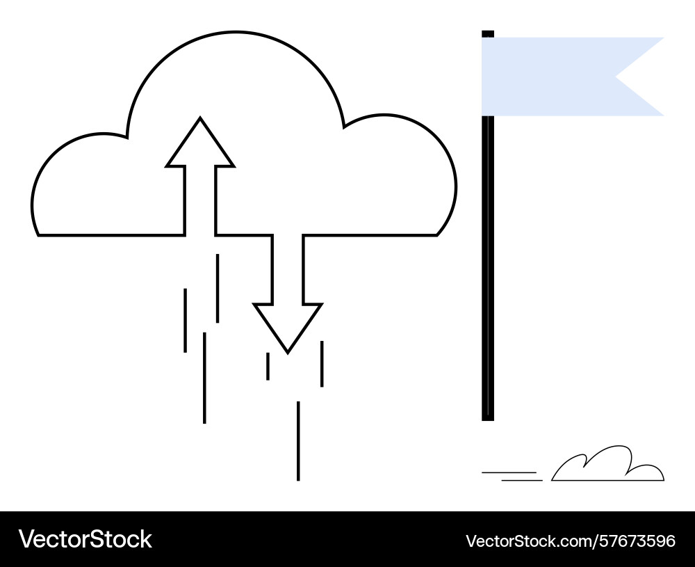 Cloud data exchange with directional arrows Cloud data exchange with directional arrows vector image
