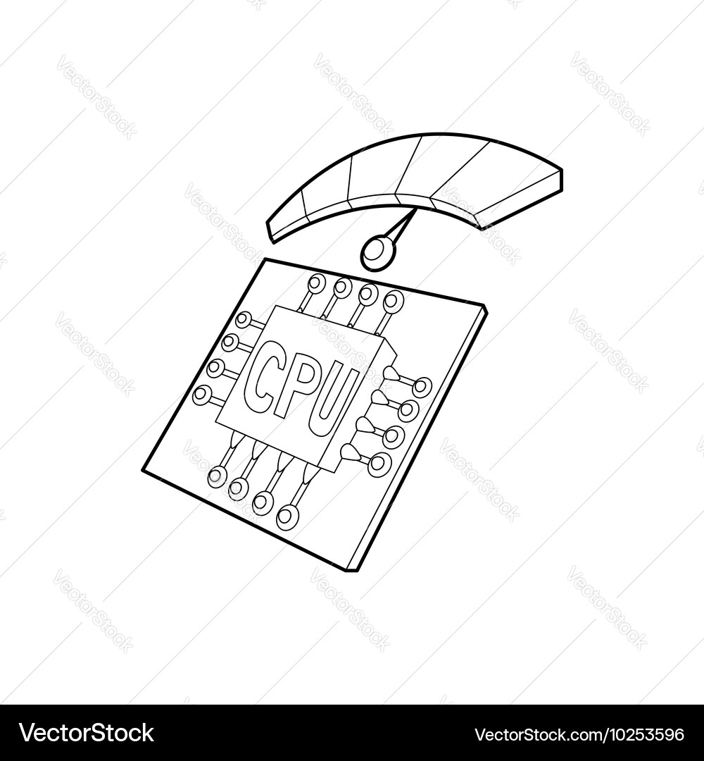 Cpu and temperature gauge icon outline style vector image