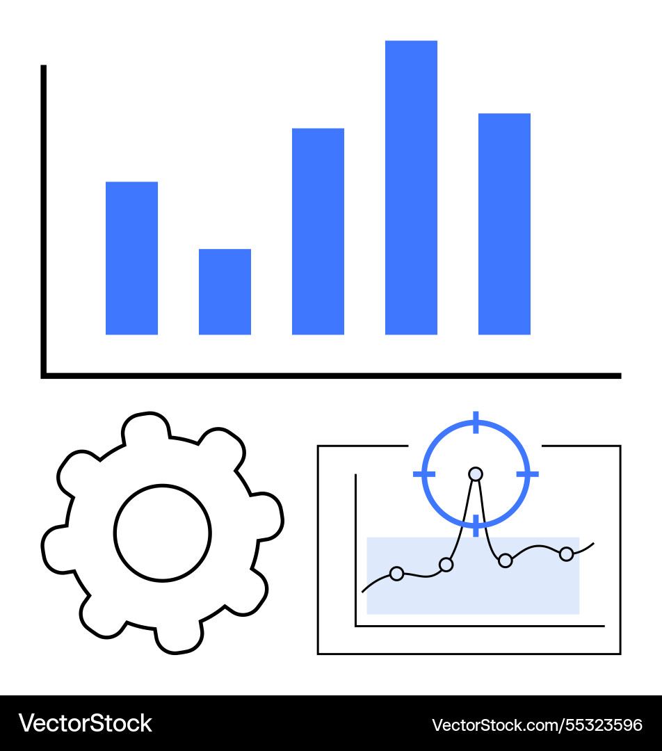 Data analytics concept with bar graph gear Data analytics concept with bar graph gear vector image