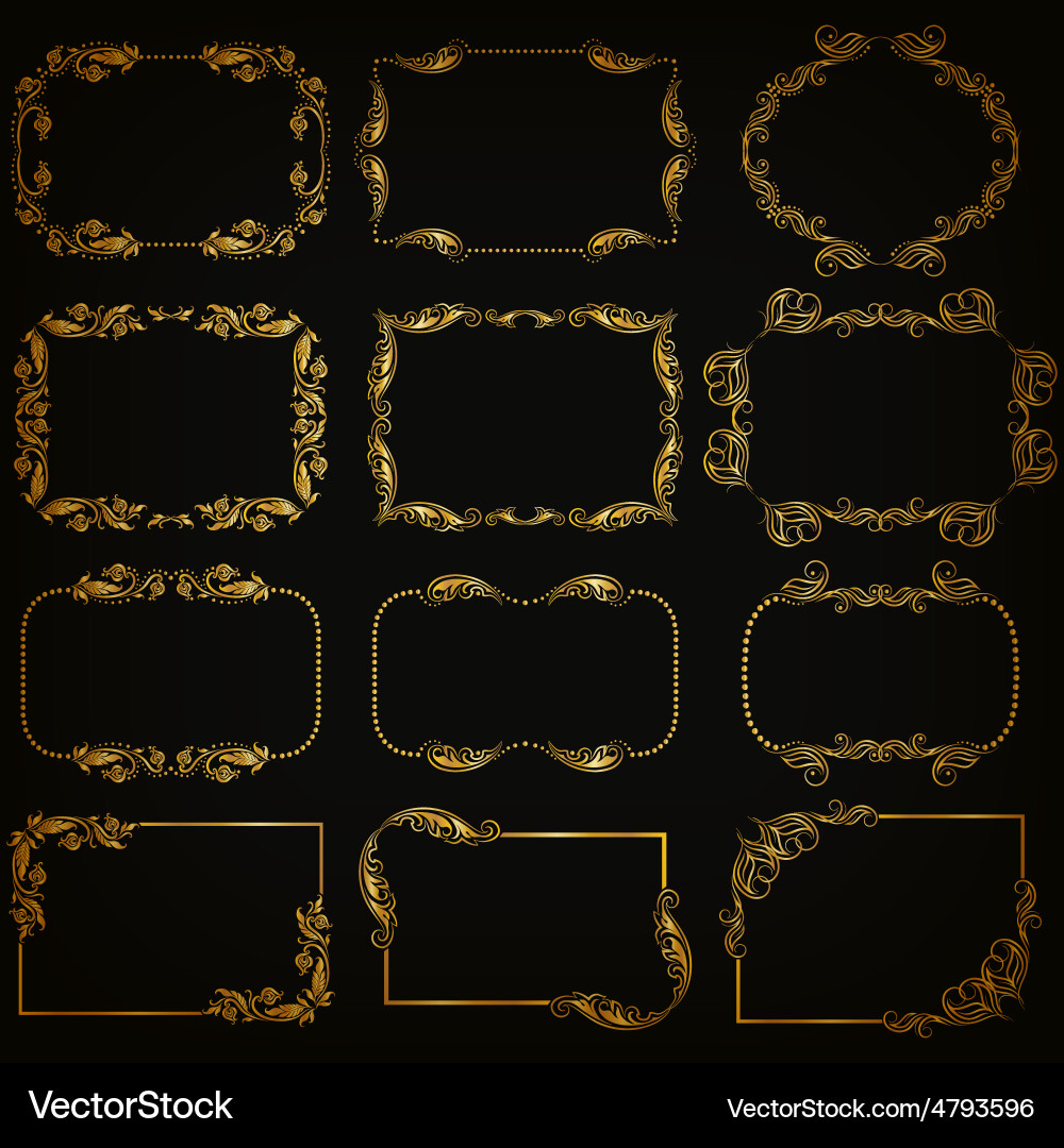 Gold Decorative Border Set Vector Image