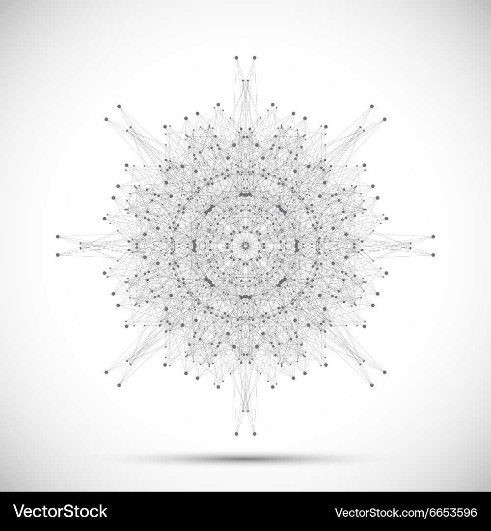 Grey geometric form with connected lines and dots vector image