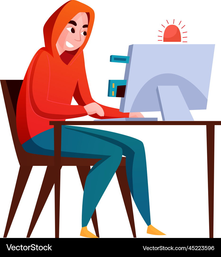 Hacker bei Computerkomposition Hacker bei Computerkomposition Vektorbild