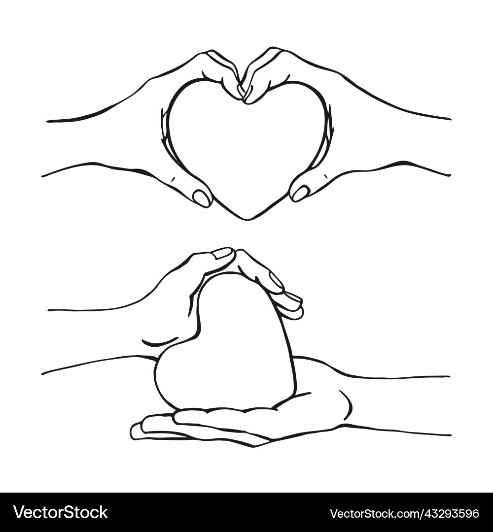 Hands Holding Heart - Liebe und Unterstützung Vektorbild