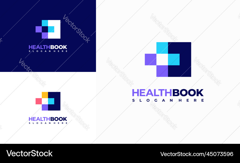 Health book logo designs concept Health book logo designs concept vector image