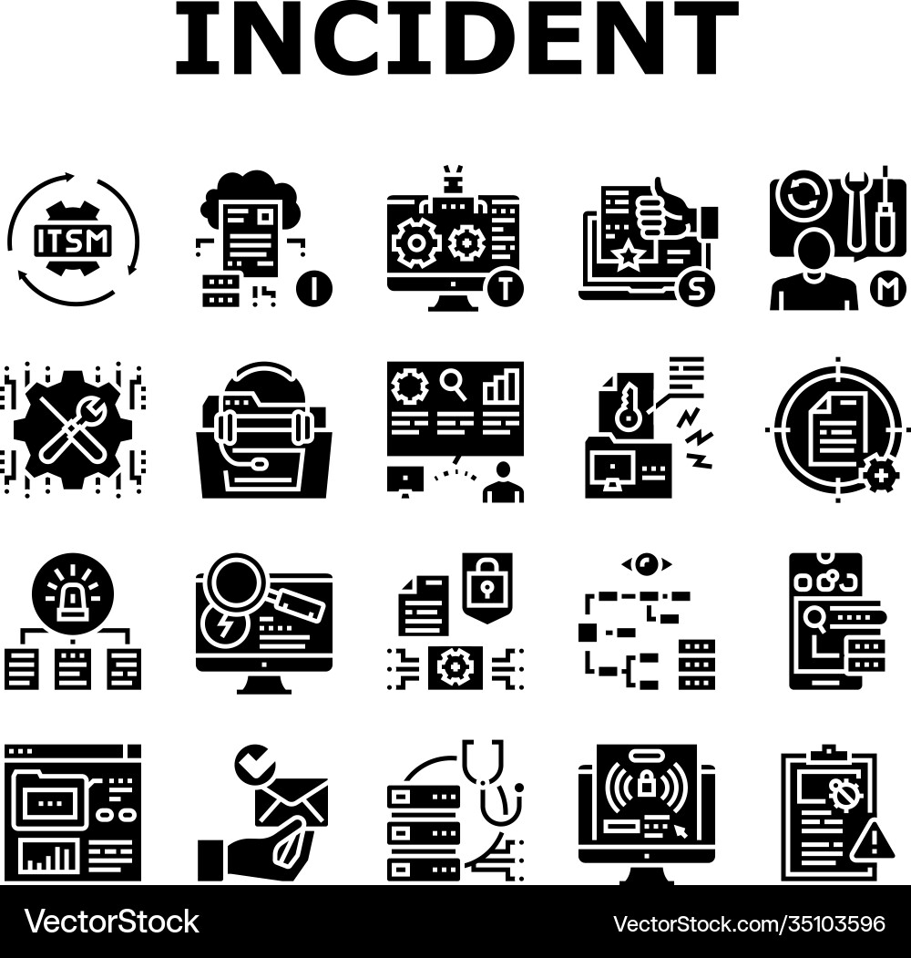 Incident management collection icons set Incident management collection icons set vector image