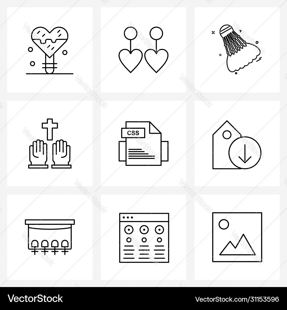Isolated symbols set 9 simple line icons vector image
