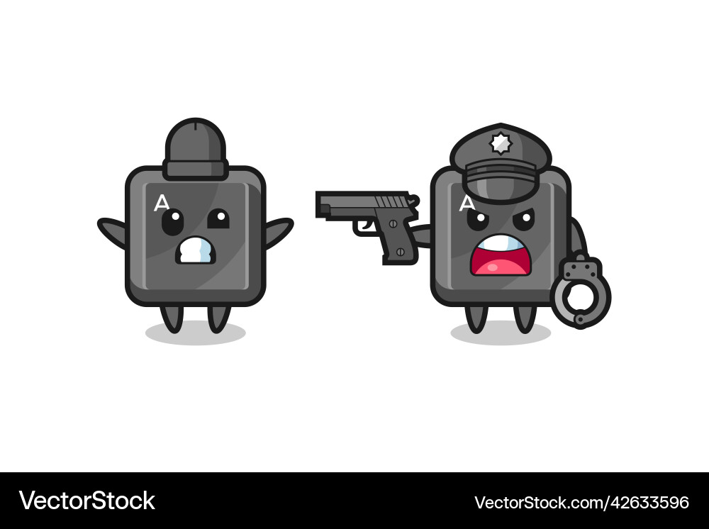 Keyboard button robber with hands up pose caught Vector Image