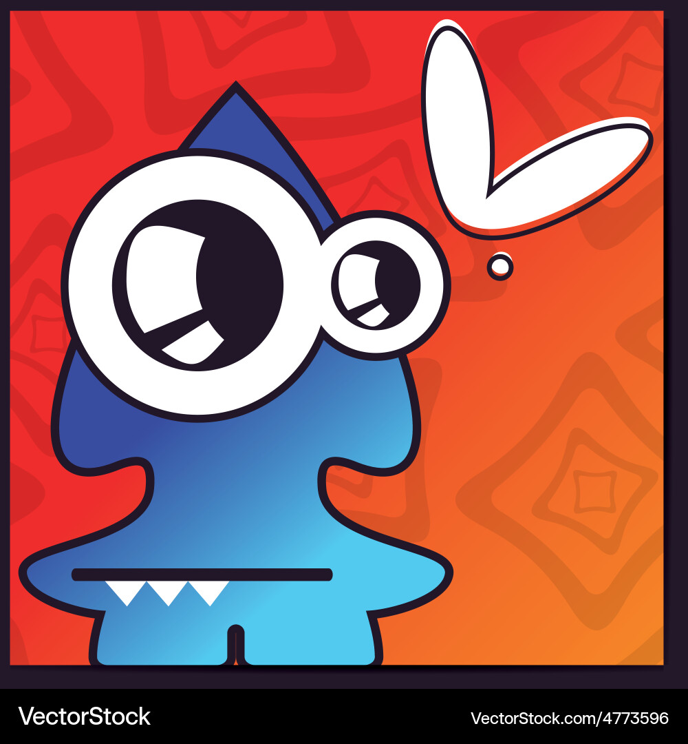 Monster with heart on abstract color background vector image