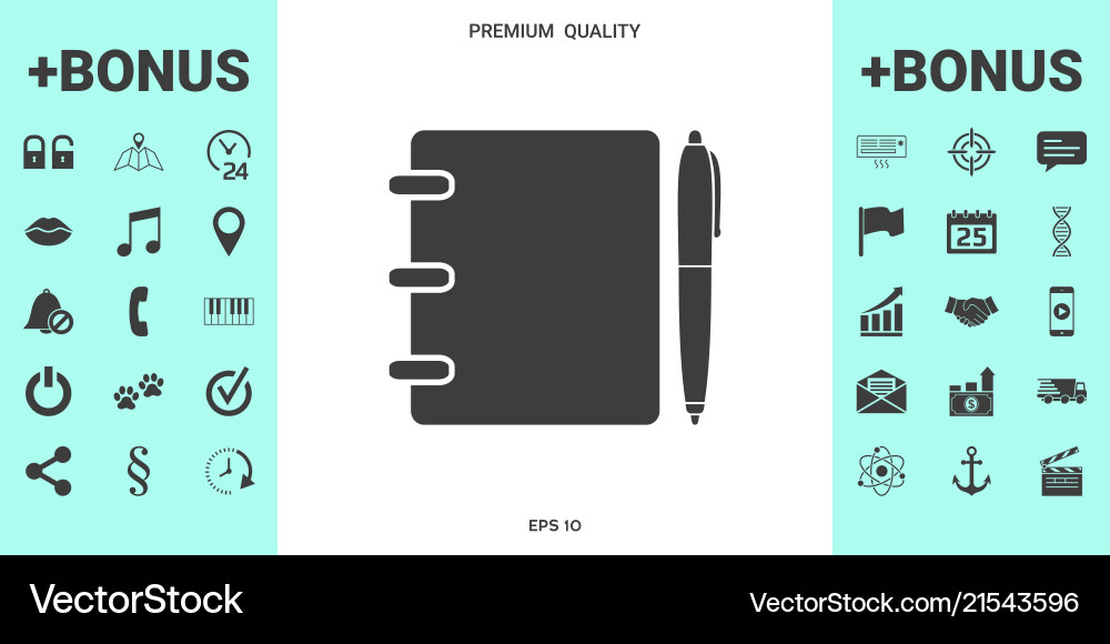 Notebook address phone book with pen symbol icon Notebook address phone book with pen symbol icon vector image
