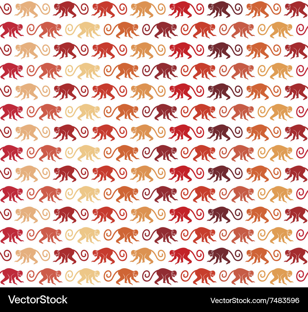 Red Monkey Seamless Pattern Vector Image