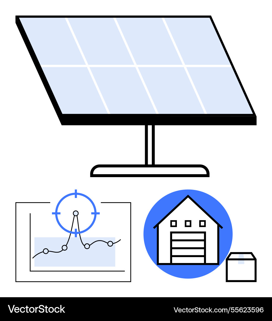 Renewable energy panel with data graph and smart Renewable energy panel with data graph and smart vector image