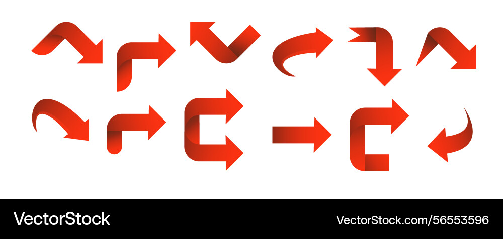 Set red arrow 3d icons pointing up down left right Set red arrow 3d icons pointing up down left right vector image