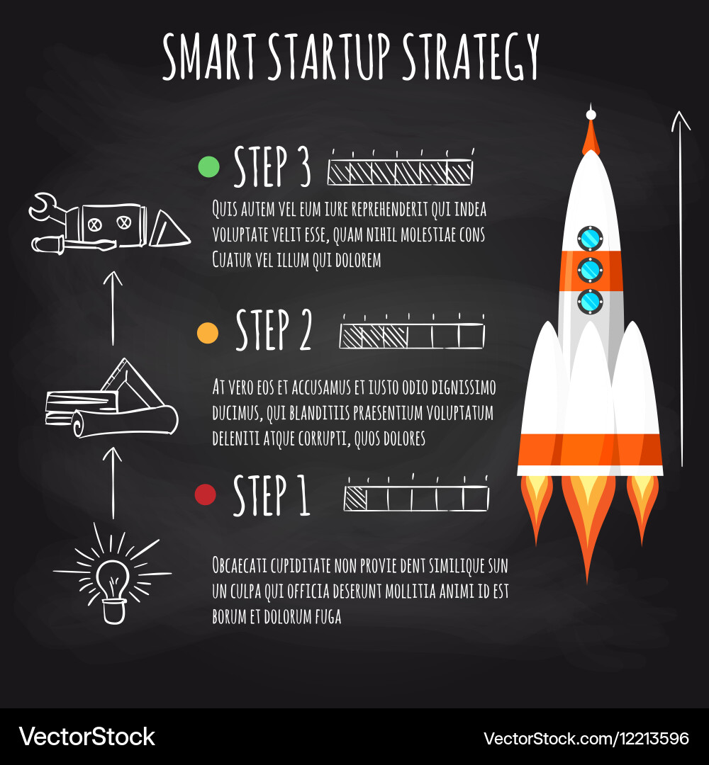 Startup Launch with Spaceship vector image