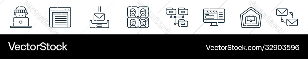 Telecommuting line icons linear set quality Telecommuting line icons linear set quality vector image