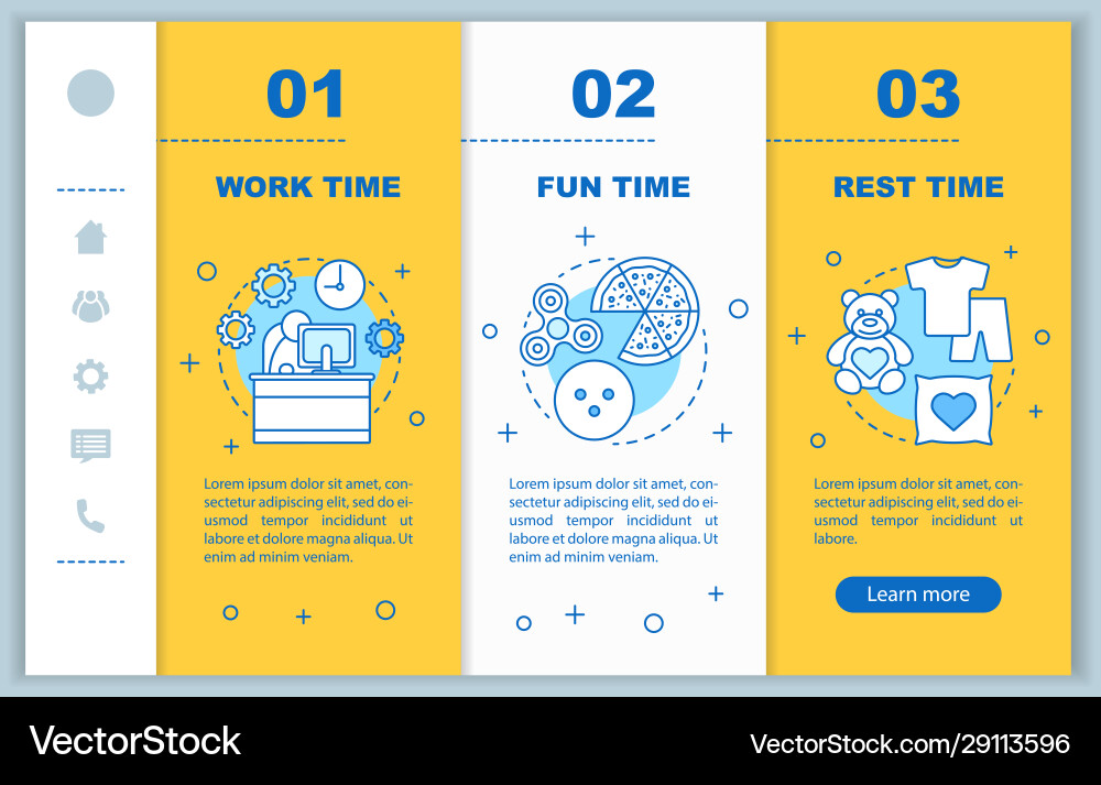 Time management onboarding mobile web pages Time management onboarding mobile web pages vector image