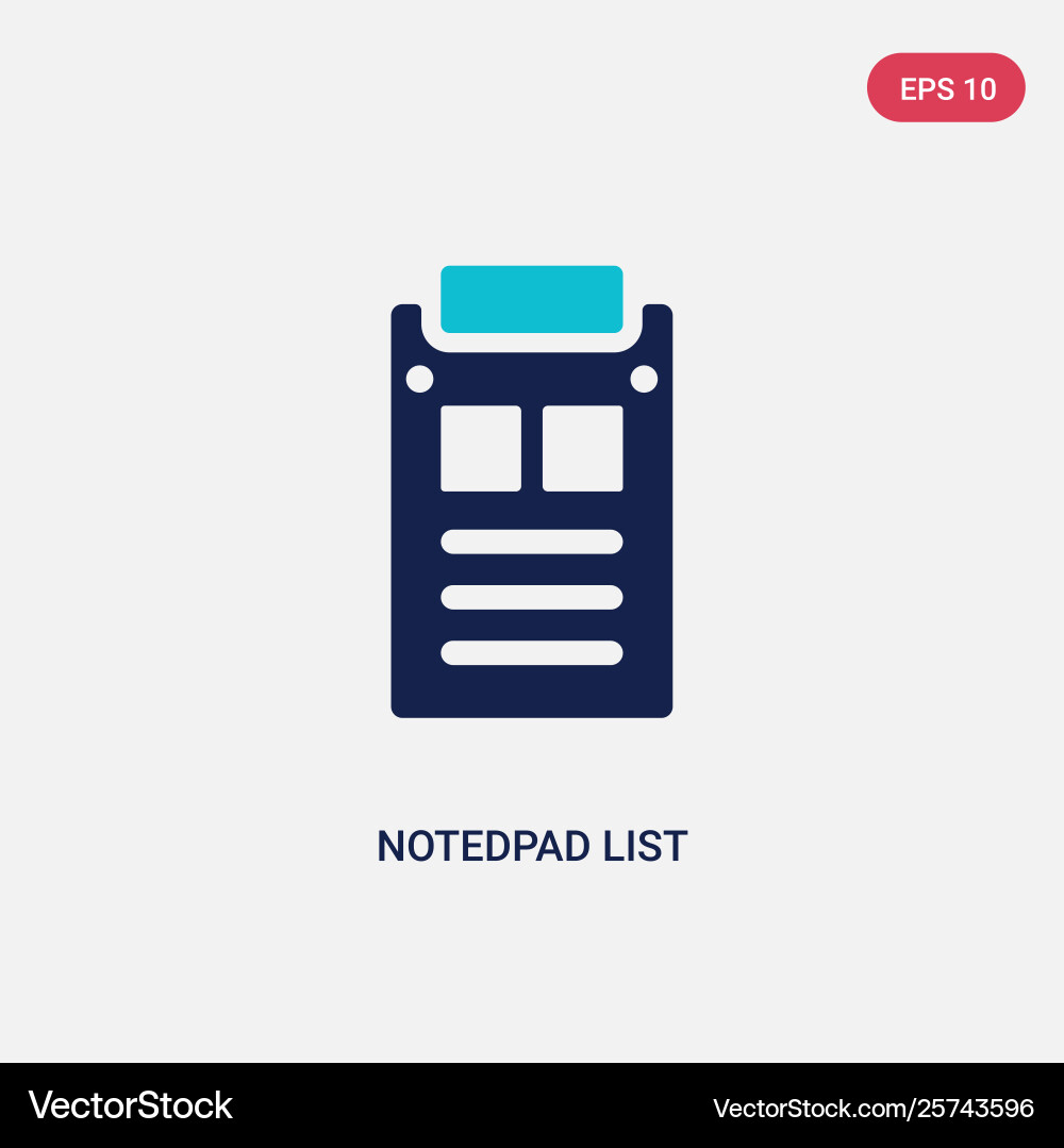 Two color notedpad list icon from general concept vector image
