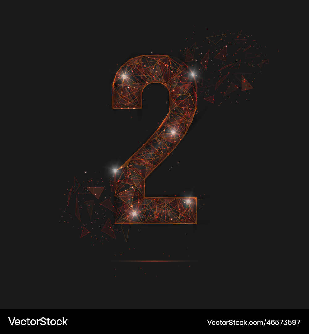 Abstract isolated orange image of a number two Abstract isolated orange image of a number two vector image