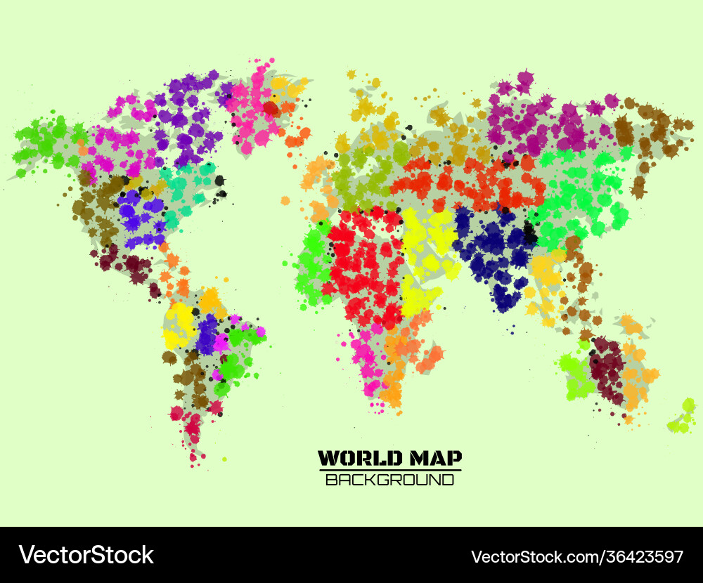 Abstract world map in form blots colorful Vector Image