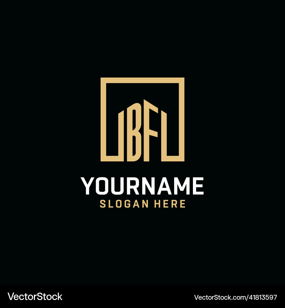 Bf initial monogram logo design with square shape Bf initial monogram logo design with square shape Vector Image