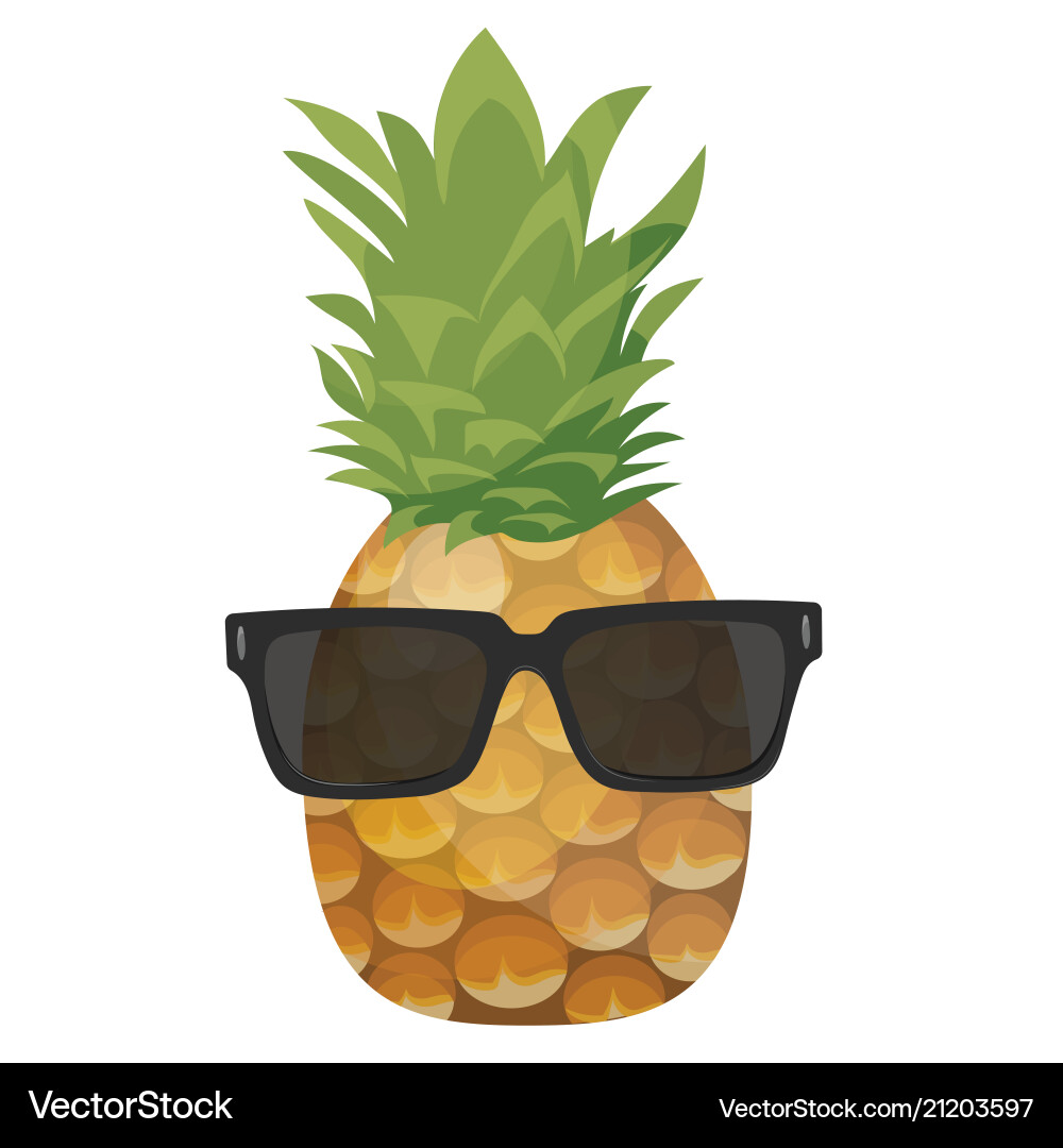 Cartoon pineapple in glasses colorful print Cartoon pineapple in glasses colorful print vector image