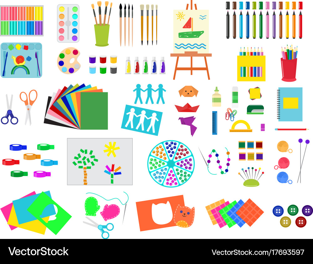 Children's Art & Creativity Symbols Vector Image