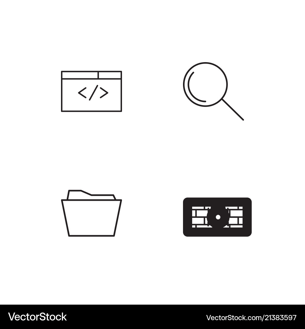 Cyber security linear icons set simple outline vector image