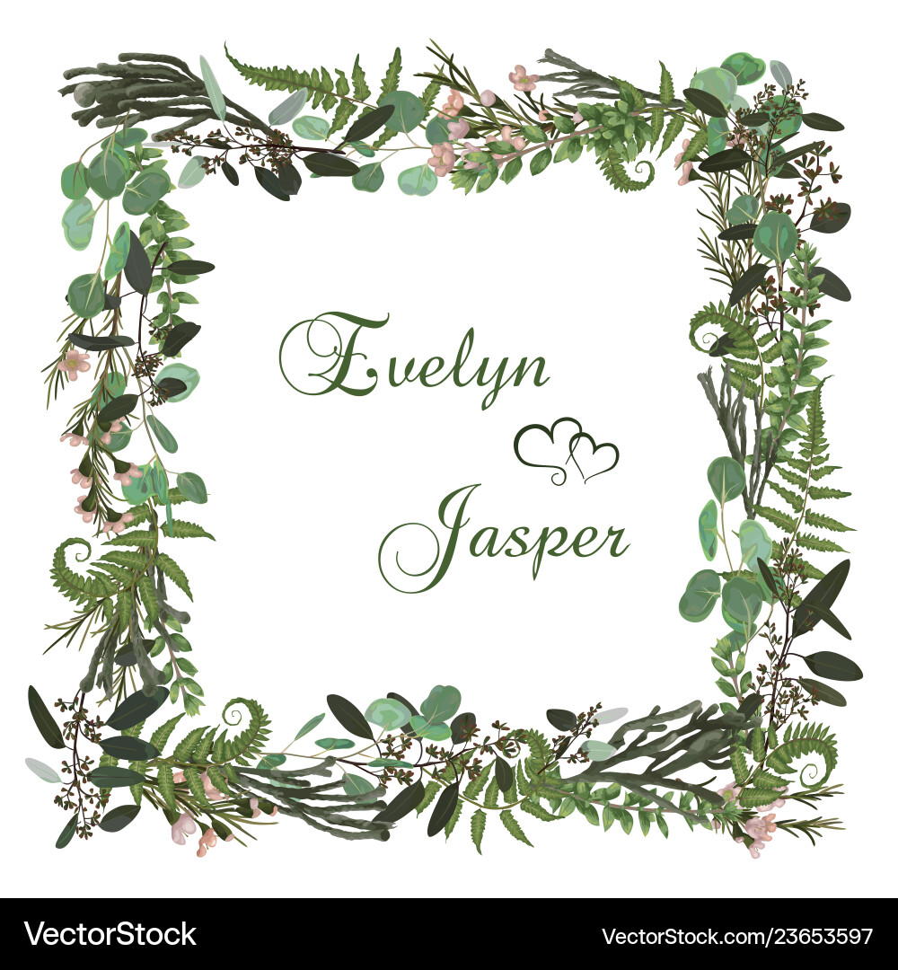 Floral card design green fern forest leaves Floral card design green fern forest leaves vector image
