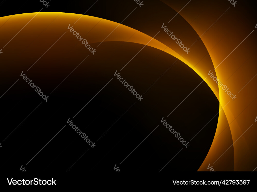 Gold curve abstract pattern on dark background vector image