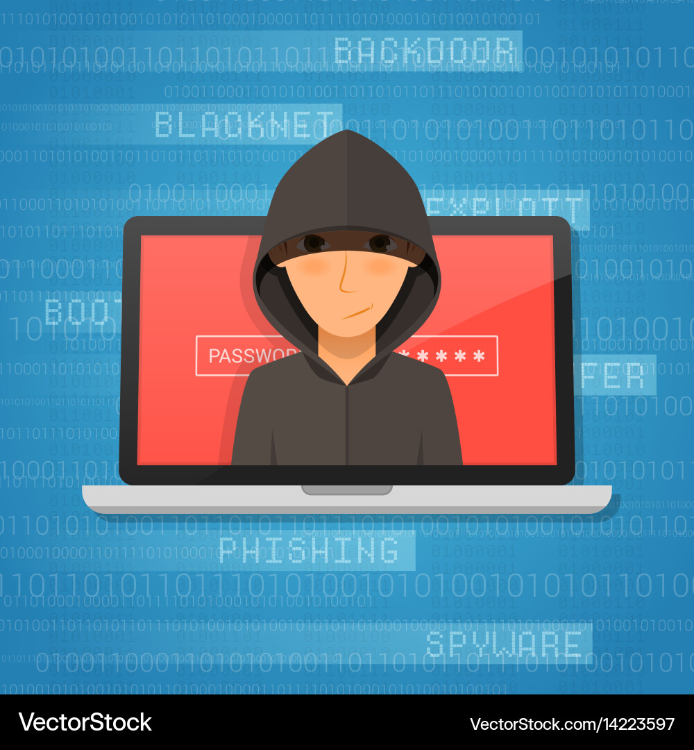 Hacker activity and attack concept vector image