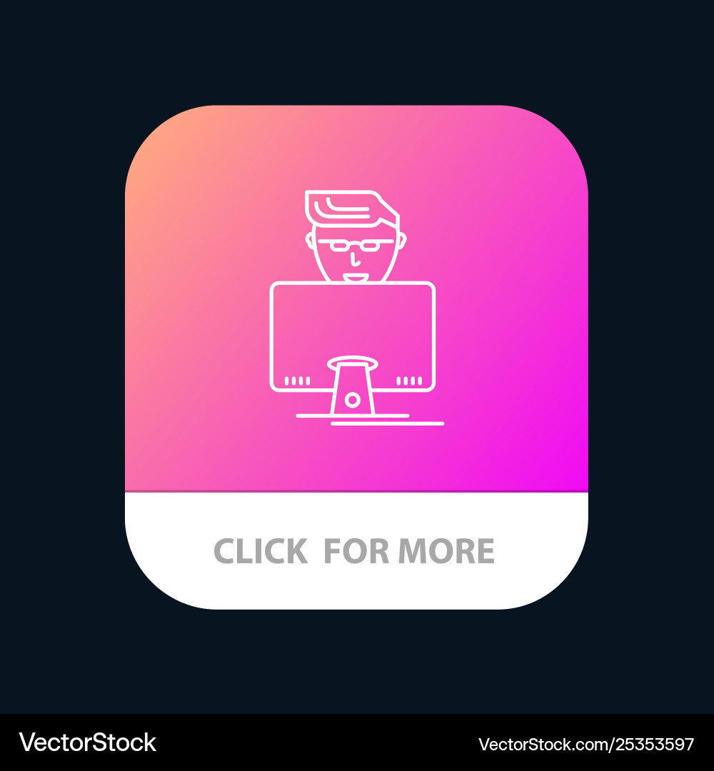 Hacker user gamer programmer mobile app button Hacker user gamer programmer mobile app button vector image