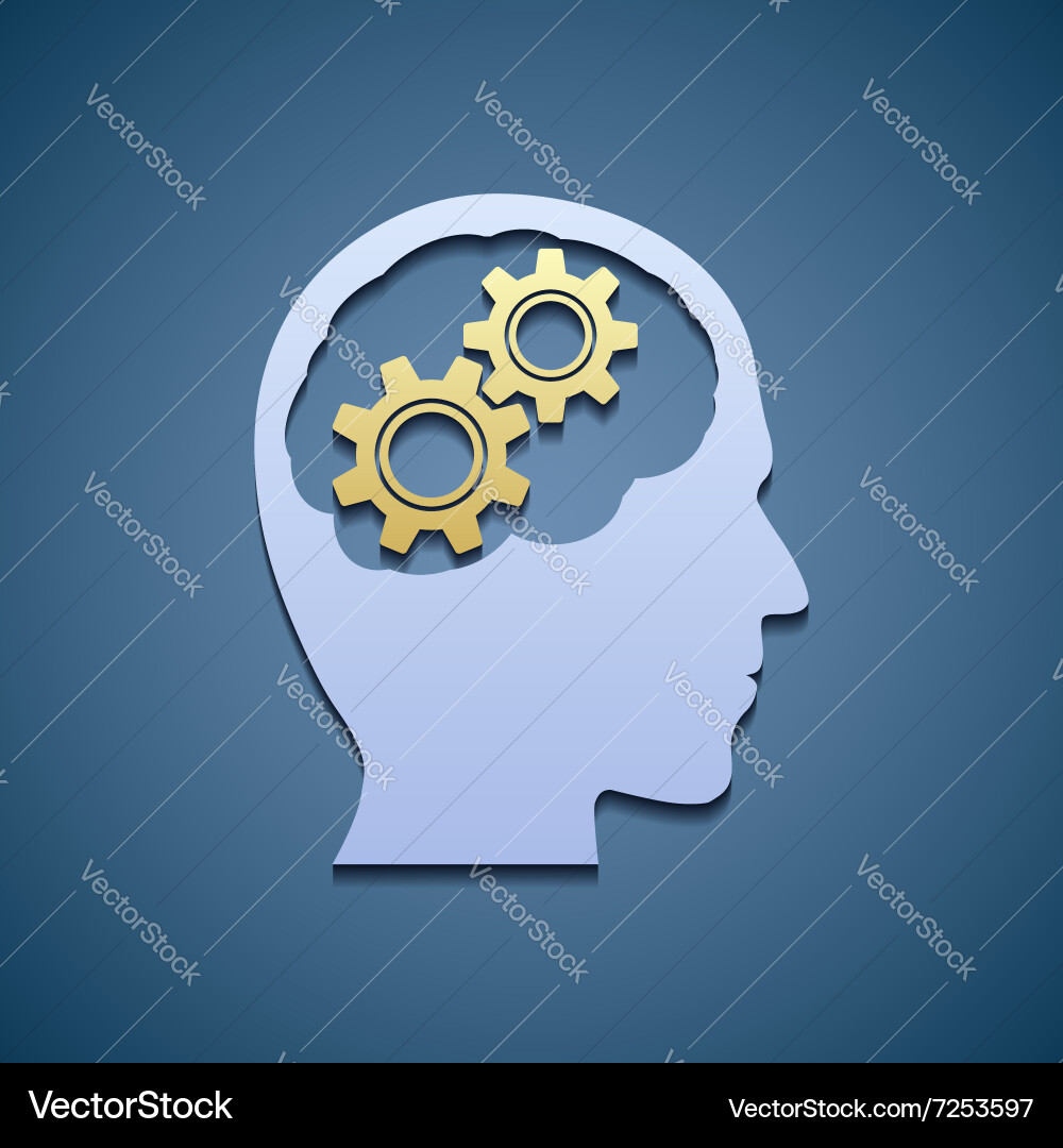 Human head with gears Vector Image