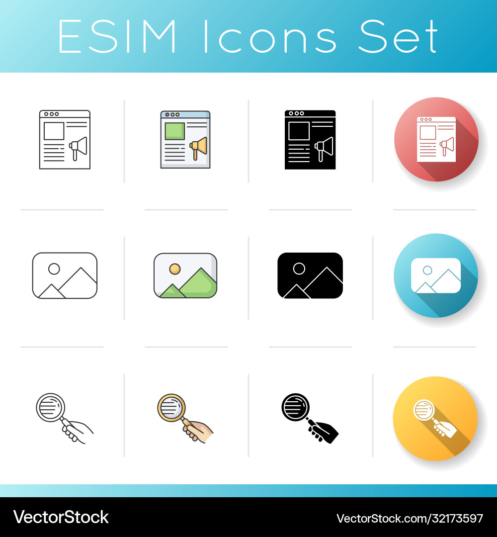 Native advertisement elements icons set Native advertisement elements icons set vector image