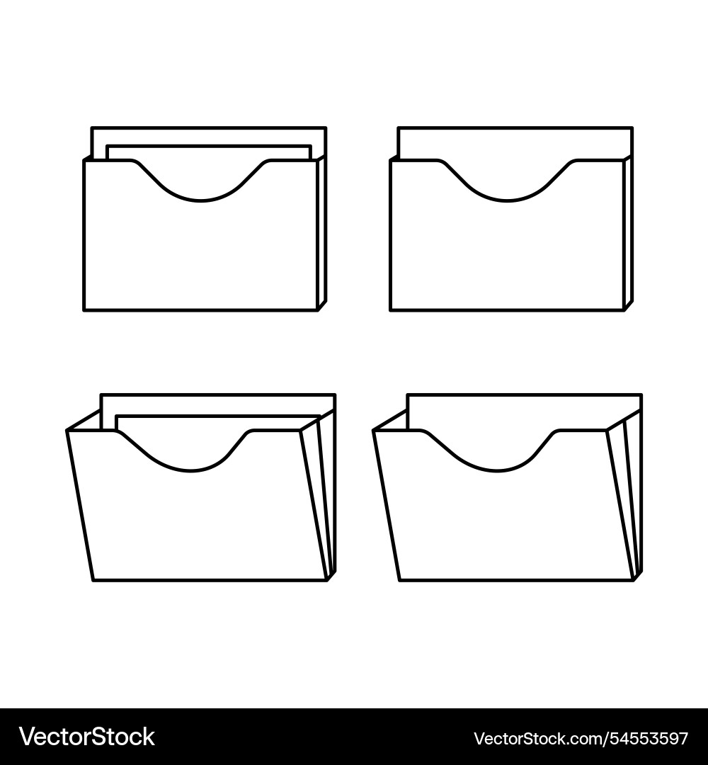 Office folder set with documents opened Vector Image