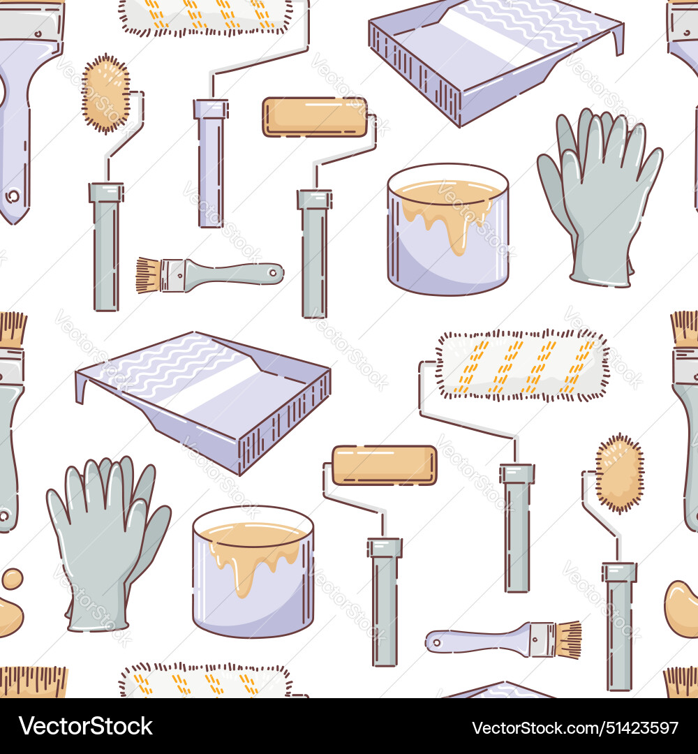 Repair and painting work seamless pattern Vector Image