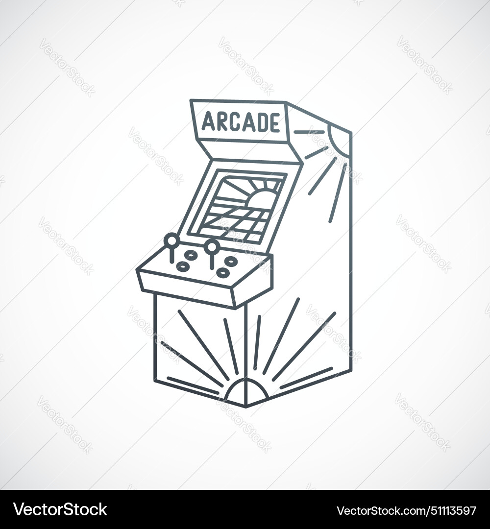 Retro arcade machine icon in line style Retro arcade machine icon in line style vector image