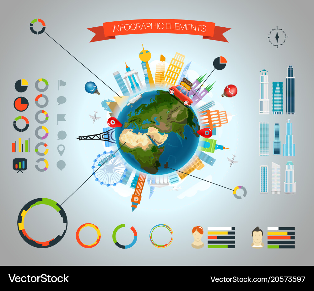 Statistic & Data Visualization Elements vector image