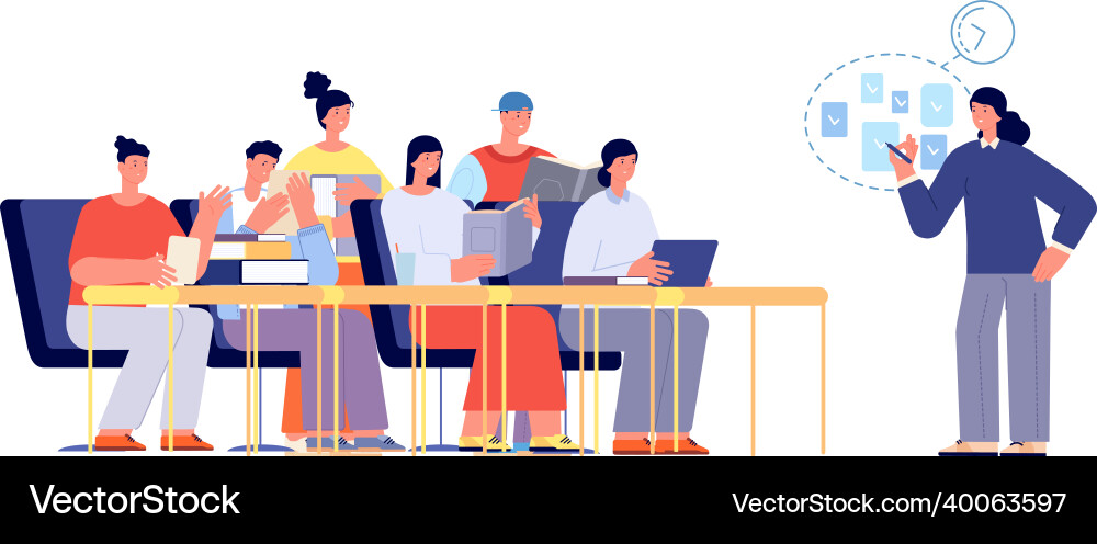 Students study people sitting at desk with books Students study people sitting at desk with books vector image